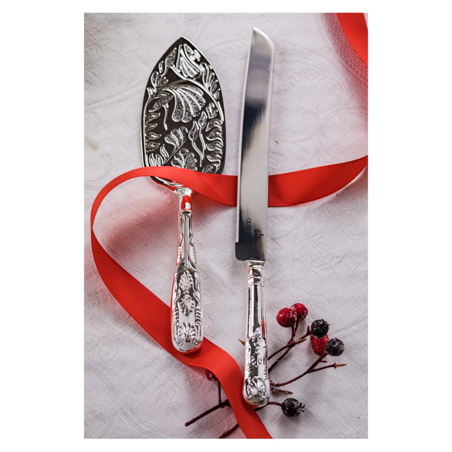 Набор для торта Queen Anne 2 предмета, нож 31 см и лопатка 26 см, сталь, посеребрение