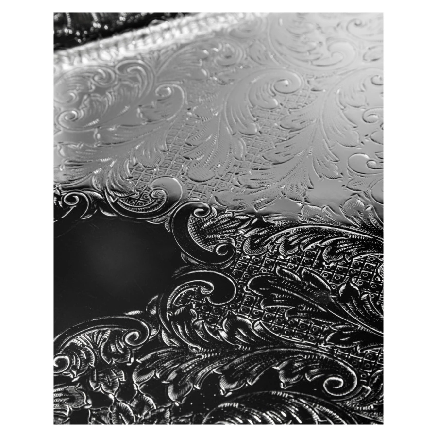 Поднос прямоугольный с ручками, на ножках Queen Anne 64х34 см, сталь, посеребрение