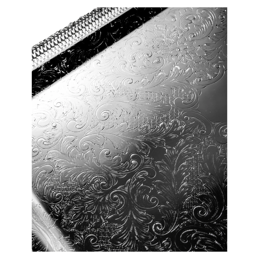 Поднос прямоугольный с ручками, на ножках Queen Anne 64х34 см, сталь, посеребрение