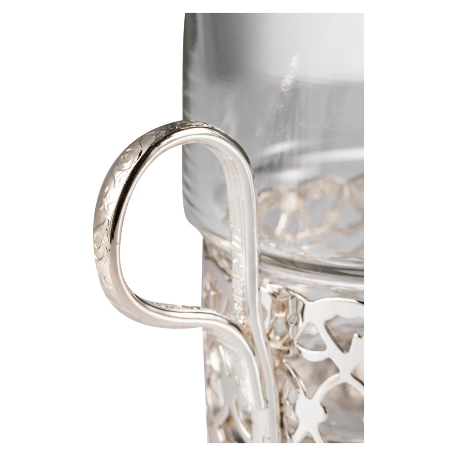 Стакан с подстаканником Queen Anne Античный 7х9 см, стекло, сталь, посеребрение