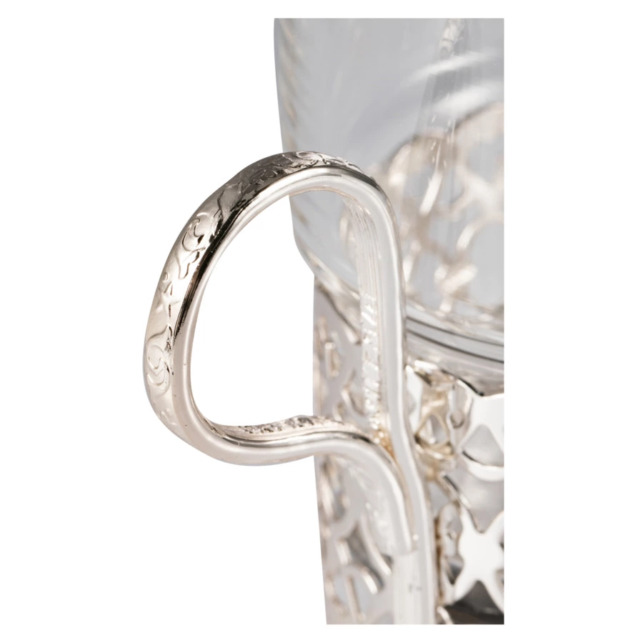 Стакан с подстаканником Queen Anne Античный 7х9 см, стекло, сталь, посеребрение