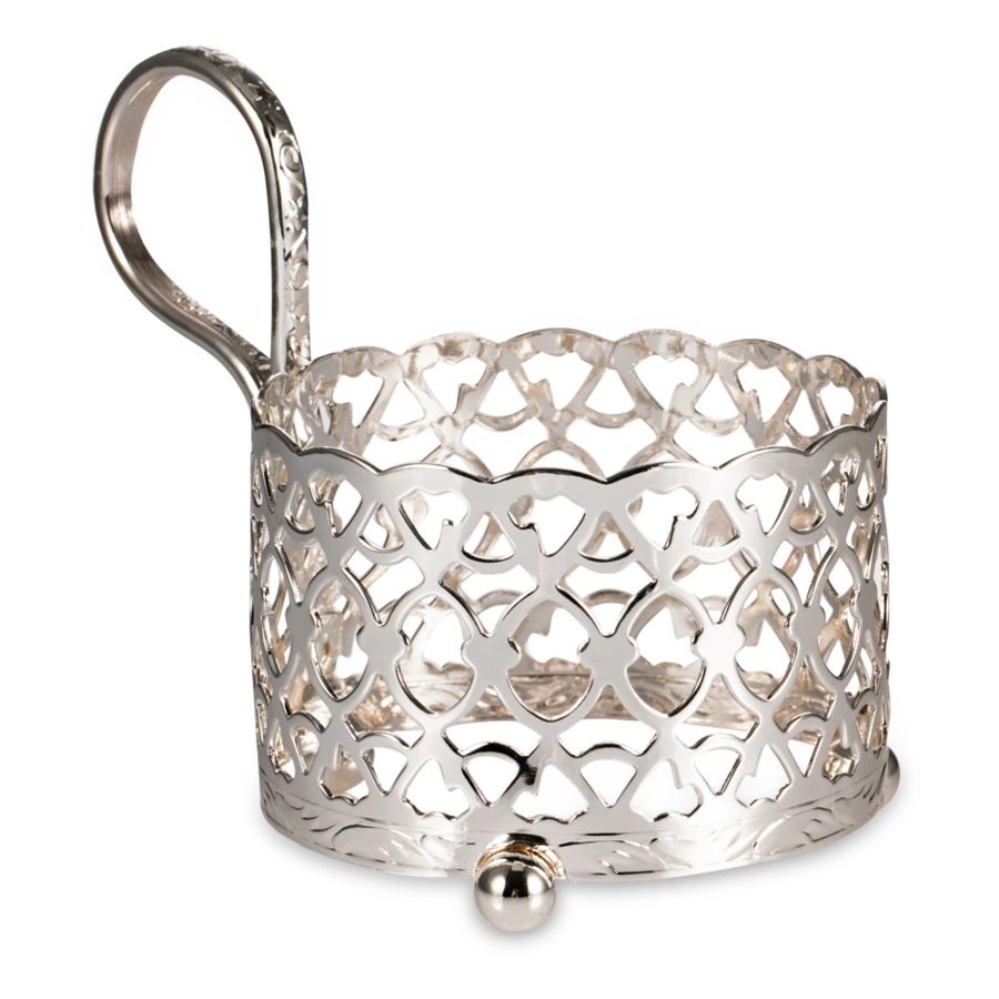 Стакан с подстаканником Queen Anne Античный 7х9 см, стекло, сталь, посеребрение