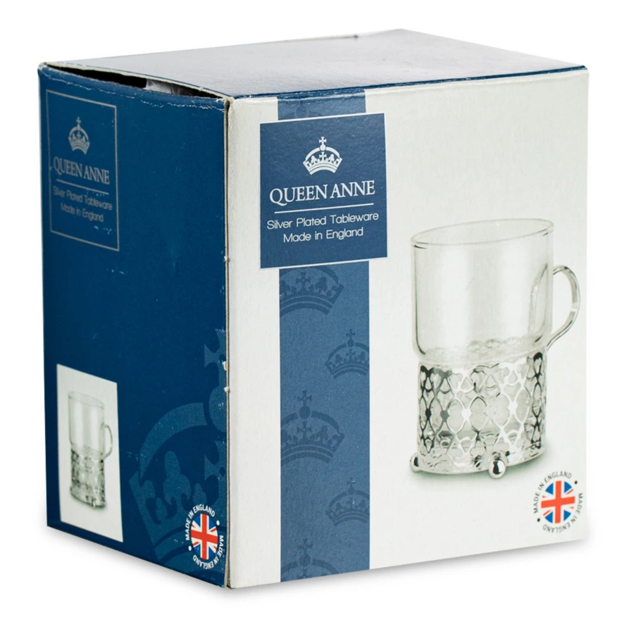 Стакан с подстаканником Queen Anne Античный 7х9 см, стекло, сталь, посеребрение