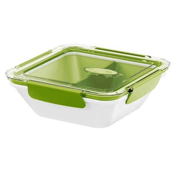 Ланч-бокс со вставкой бело-зеленой Emsa Bento Box 900 мл, пластик