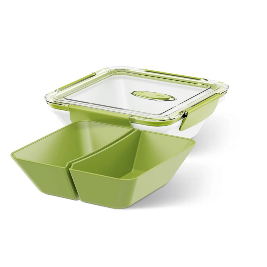 Ланч-бокс со вставкой бело-зеленой Emsa Bento Box 900 мл, пластик
