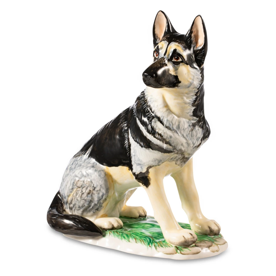Скульптура Терра Керамос Овчарка 23х25 см, фарфор, надглазурная роспись