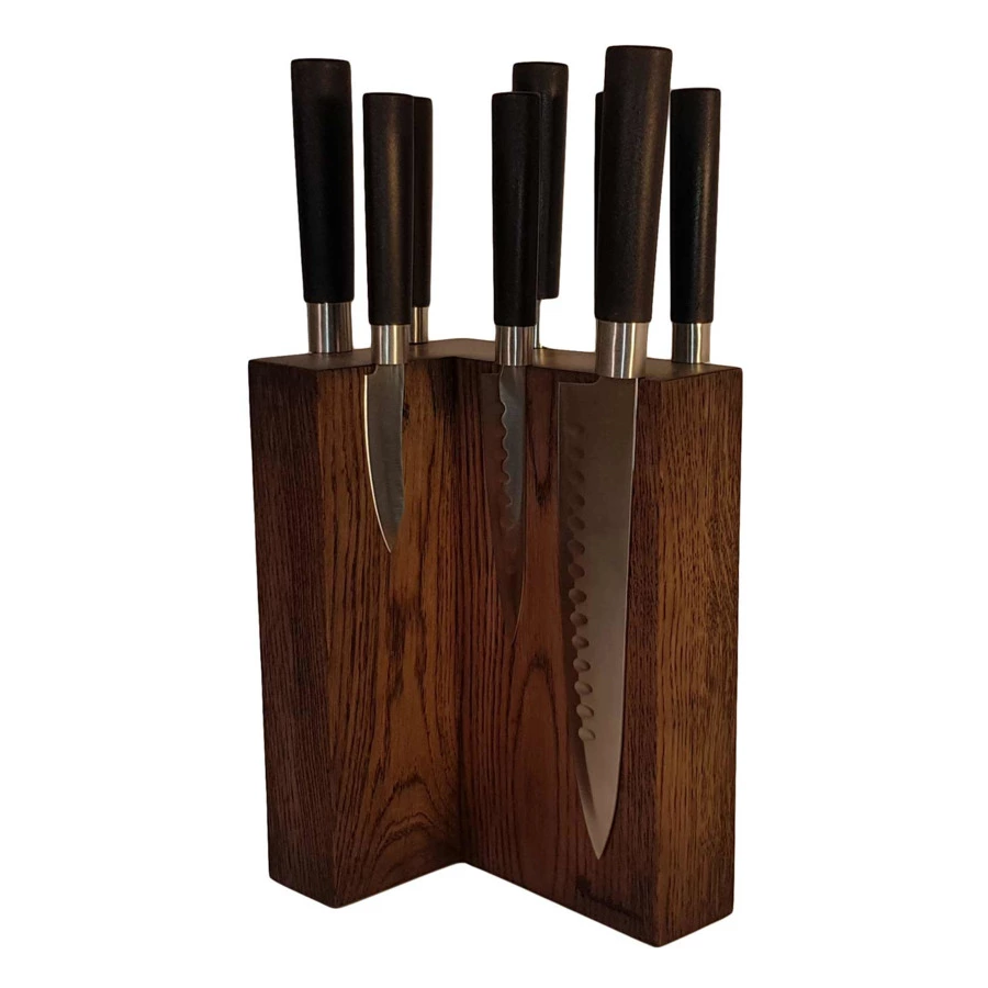 Подставка магнитная для 8 кухонных ножей Woodinhome 24х12,5см, темный дуб