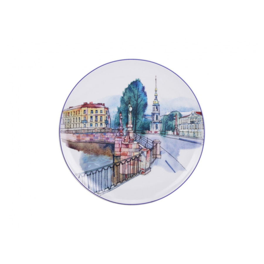 Тарелка декоративная ИФЗ Санкт-Петербург.Пикалов мост Эллипс 19,5 см, фарфор твердый тарелка декоративная ифз утро красное эллипс 19 5 см фарфор твердый