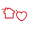 Форма для яичницы Silikomart "Сердце и дом" 13х12,4см (красная)