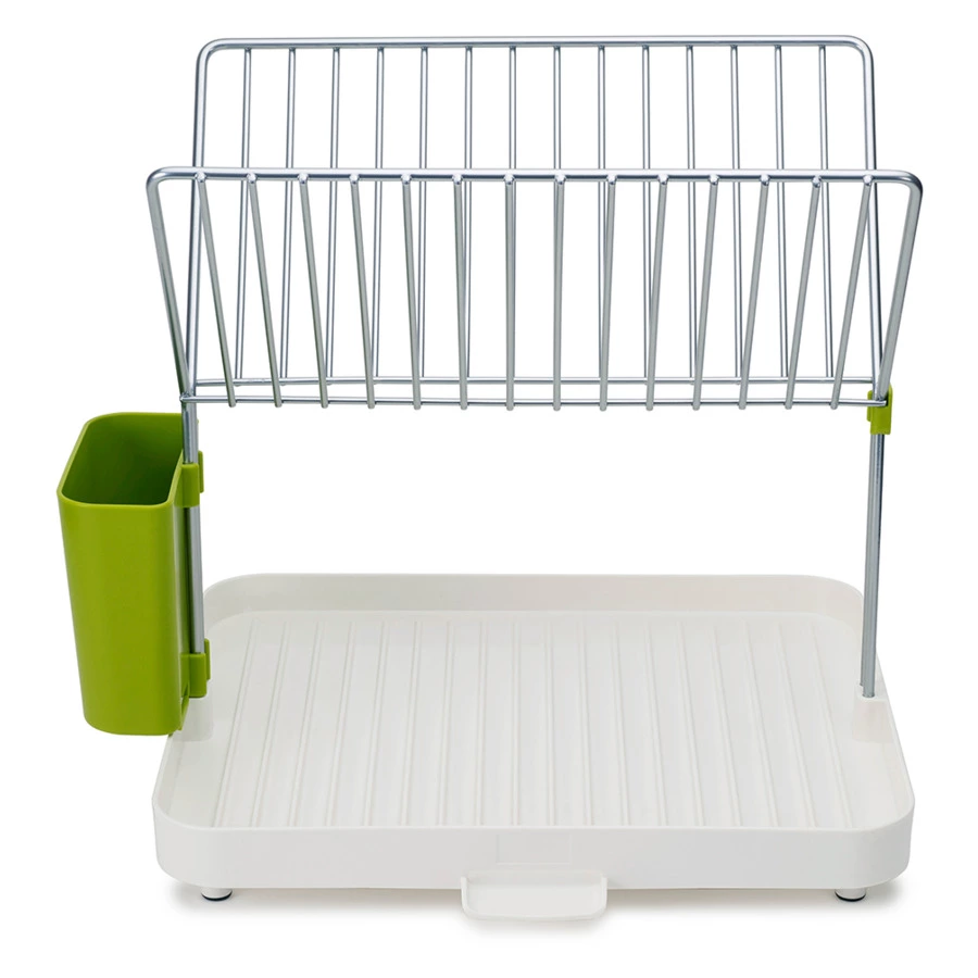 Сушилка для посуды и столовых приборов 2-уровневая со сливом "Y-rack" (белый/зелёный)