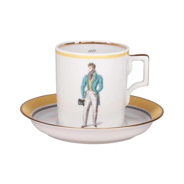 Чашка чайная с блюдцем ИФЗ Modes de Paris Гербовая 220 мл, фарфор твердый, желтый