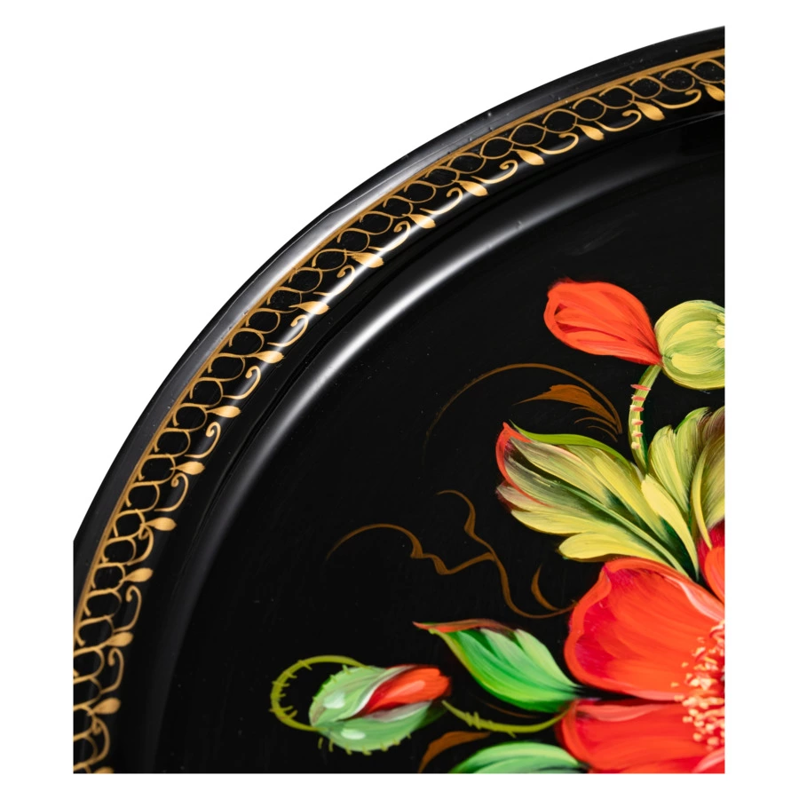 Поднос Жостовская фабрика декоративной росписи 30 см НХПР В саду