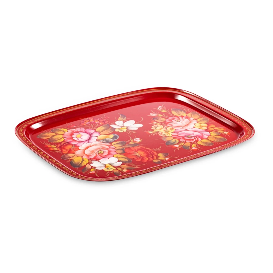 Поднос Жостовская фабрика декоративной росписи 45х35см НХПР Городские цветы