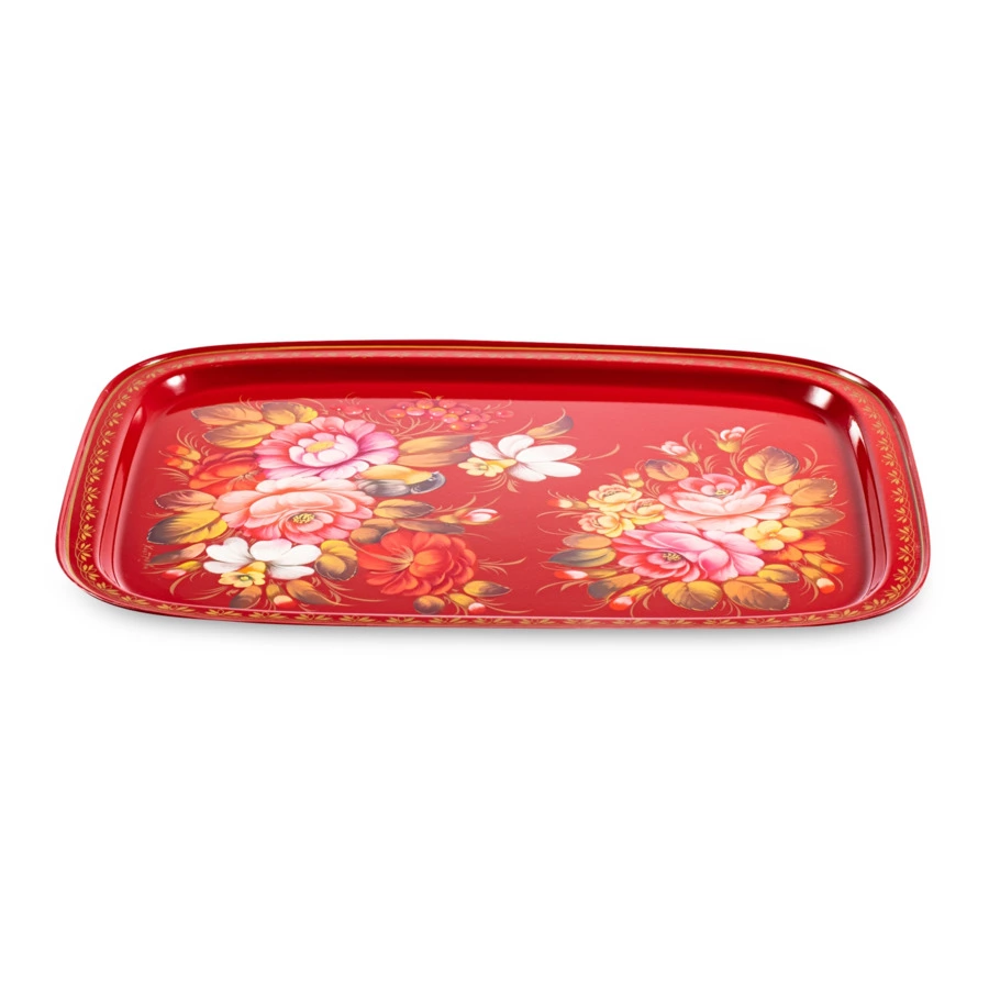 Поднос Жостовская фабрика декоративной росписи 45х35см НХПР Городские цветы