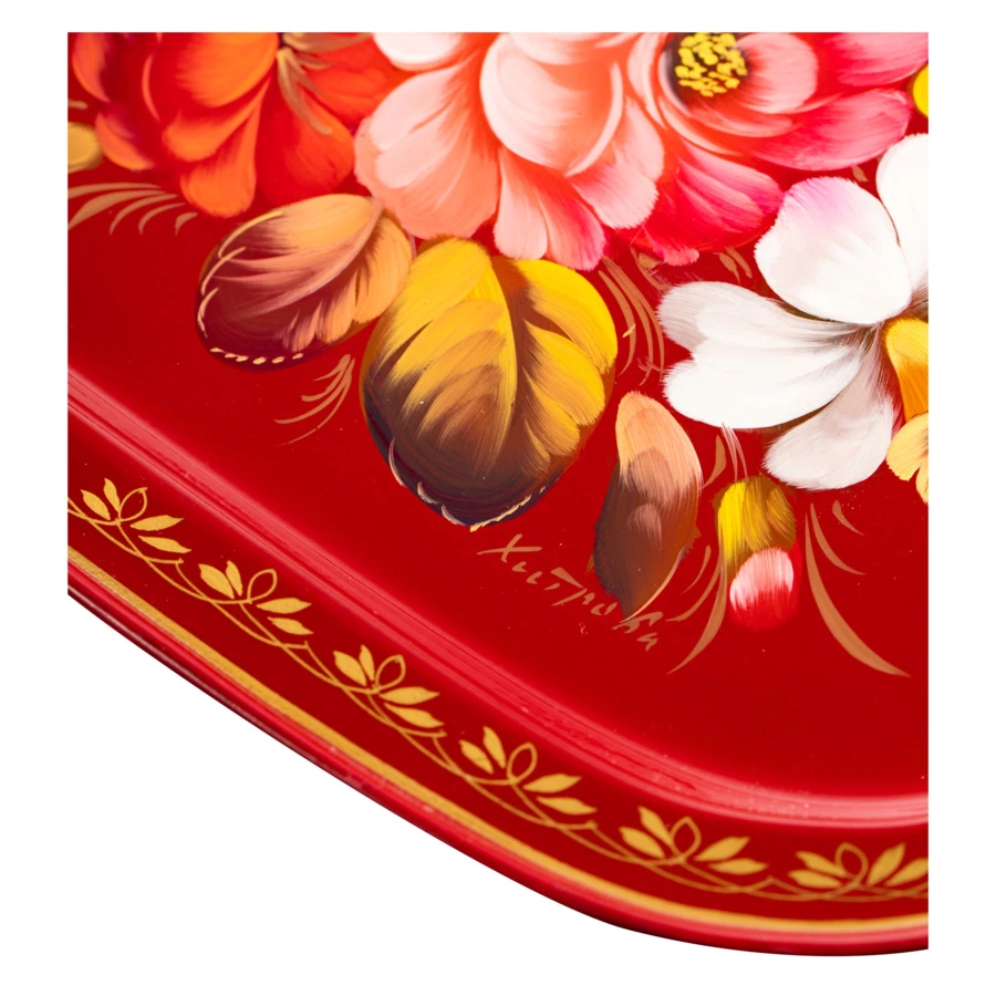 Поднос Жостовская фабрика декоративной росписи 45х35см НХПР Городские цветы