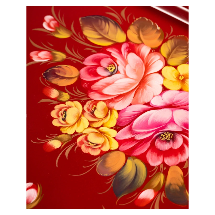 Поднос Жостовская фабрика декоративной росписи 45х35см НХПР Городские цветы