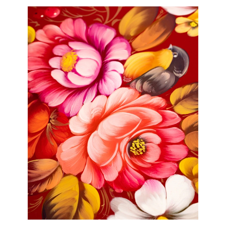 Поднос Жостовская фабрика декоративной росписи 45х35см НХПР Городские цветы