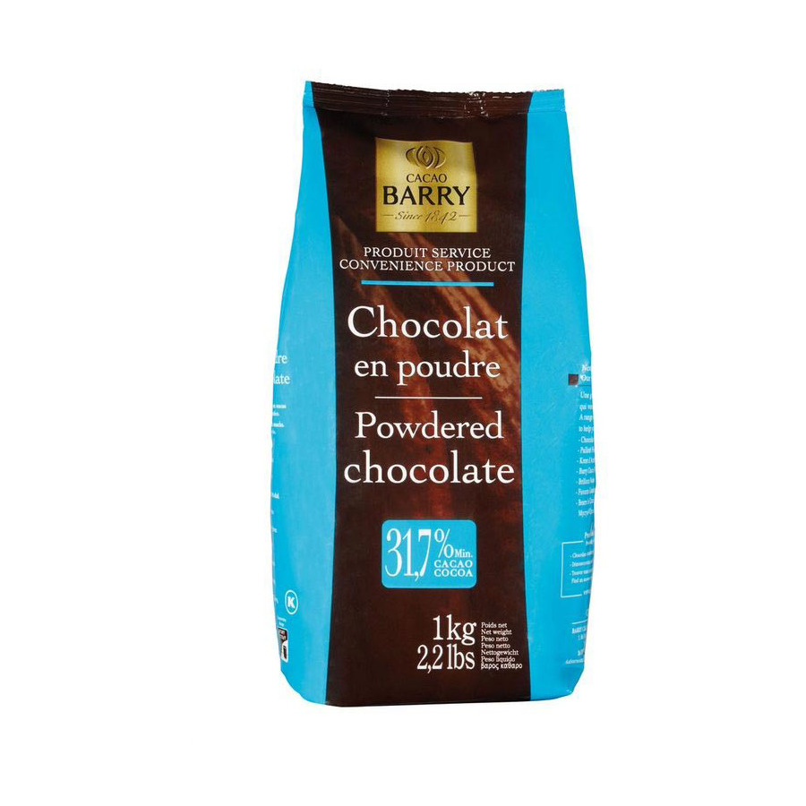 Шоколадный порошок CACAO BARRY 32% какао для горячего шоколада, 1кг пончик ашан с сахарной пудрой 6x60 г