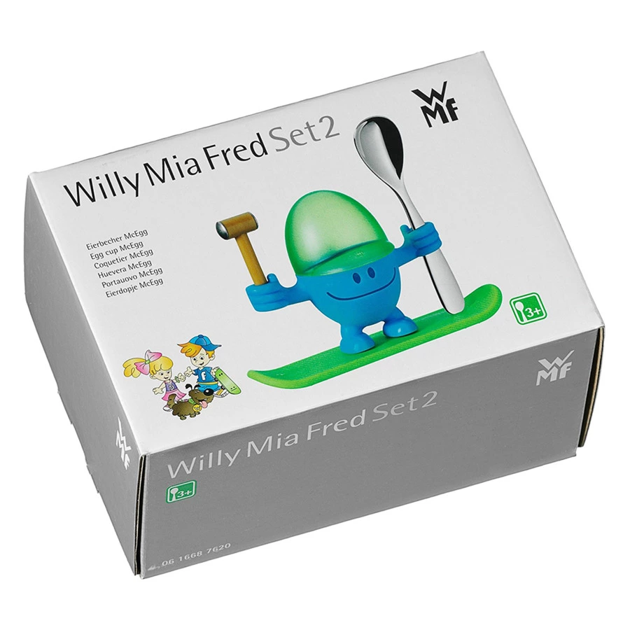 Подставка для яйца с ложкой WMF Mc Egg, голубой, сталь нержавеющая, п/у