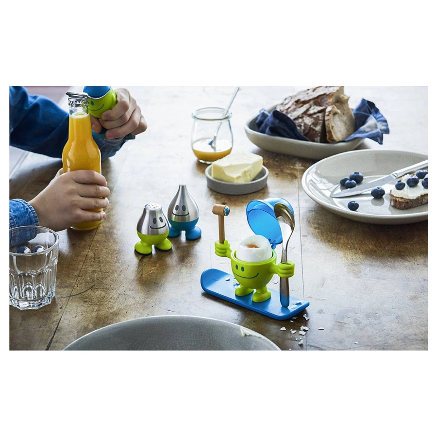 Подставка для яйца с ложкой WMF Mc Egg, голубой, сталь нержавеющая, п/у