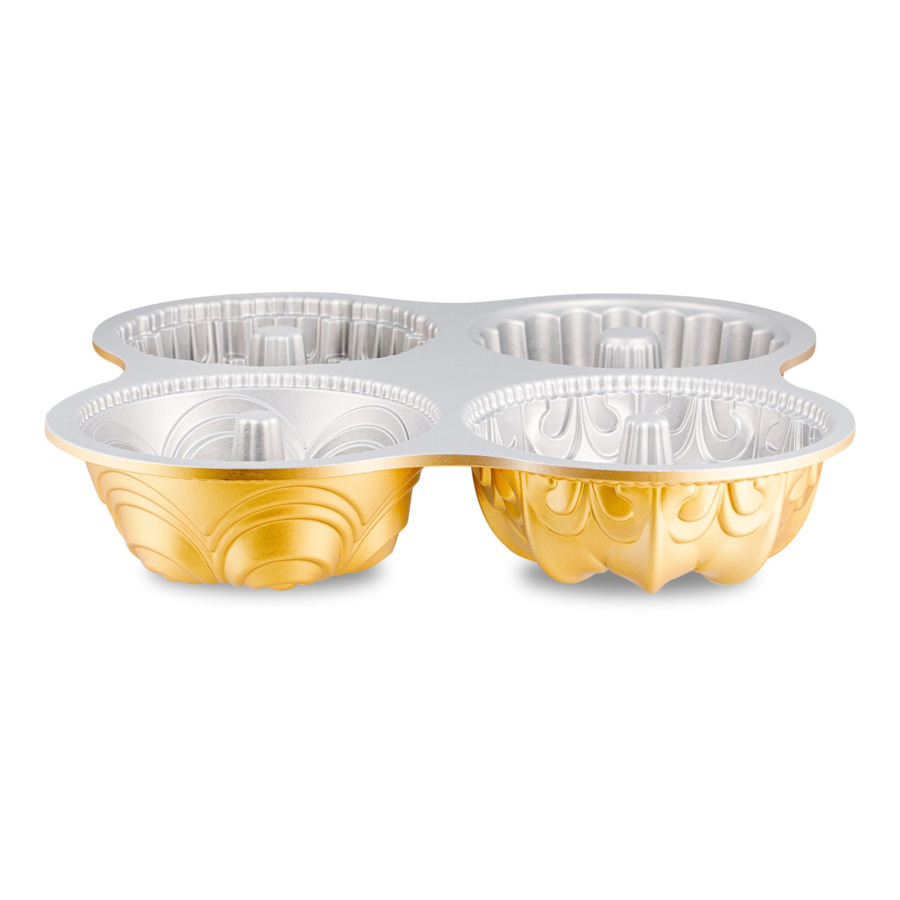Форма для выпечки 4 кексов 3D Nordic Ware Квартет 2 л, литой алюминий, золотая