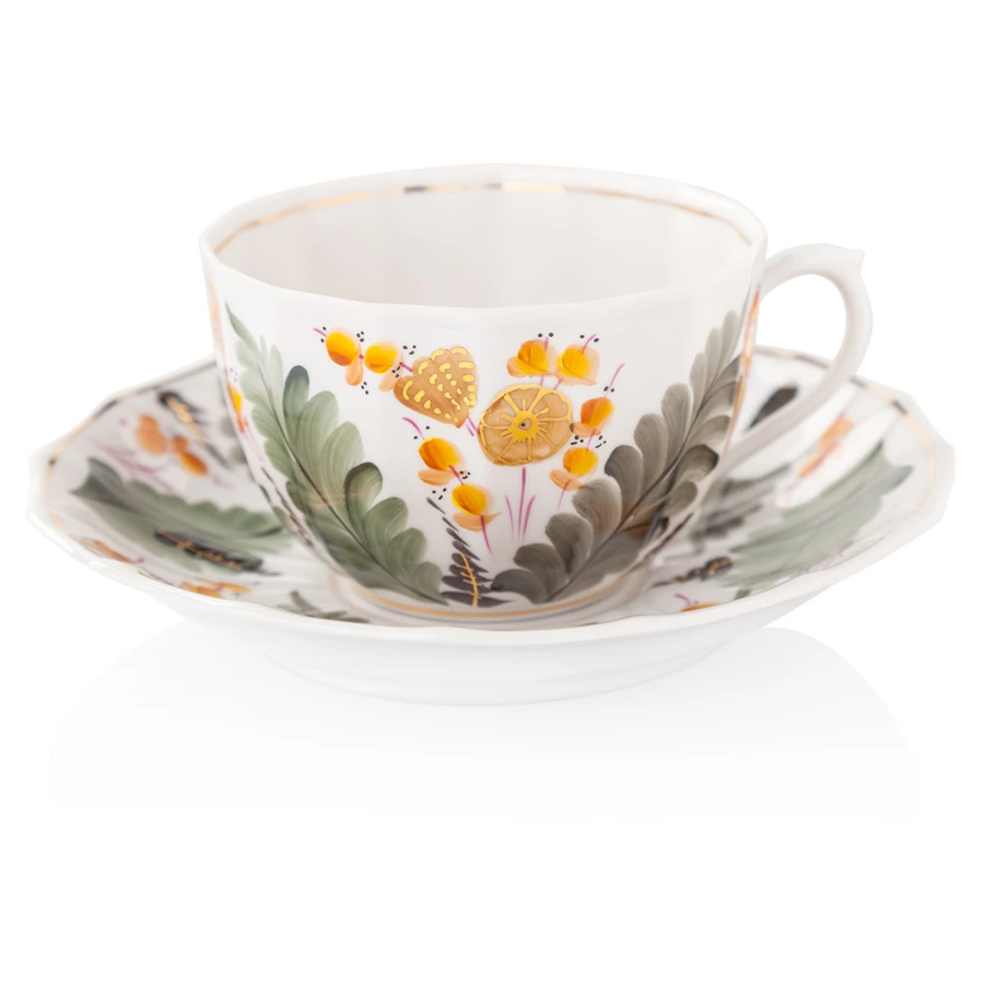 Сервиз чайный Франц Гарднер в Вербилках Горюн-трава на 6 персон 15 предметов, фарфор твердый