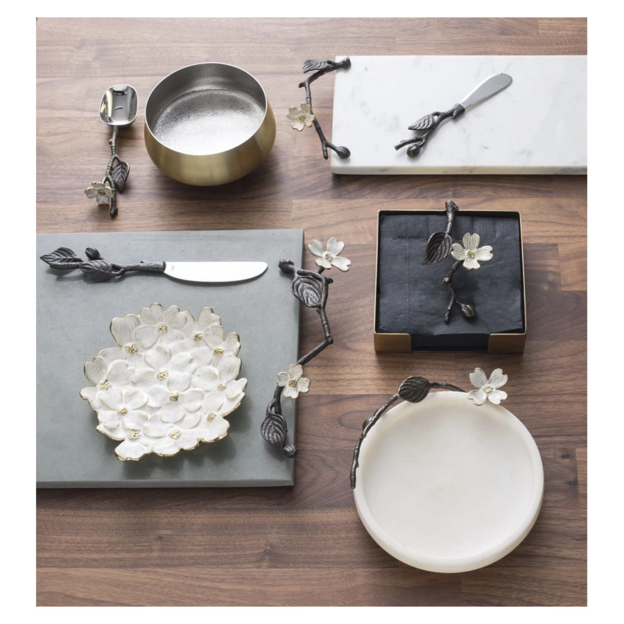 Доска для сыра с ножом Michael Aram Цветок кизила 47х15 см, мрамор