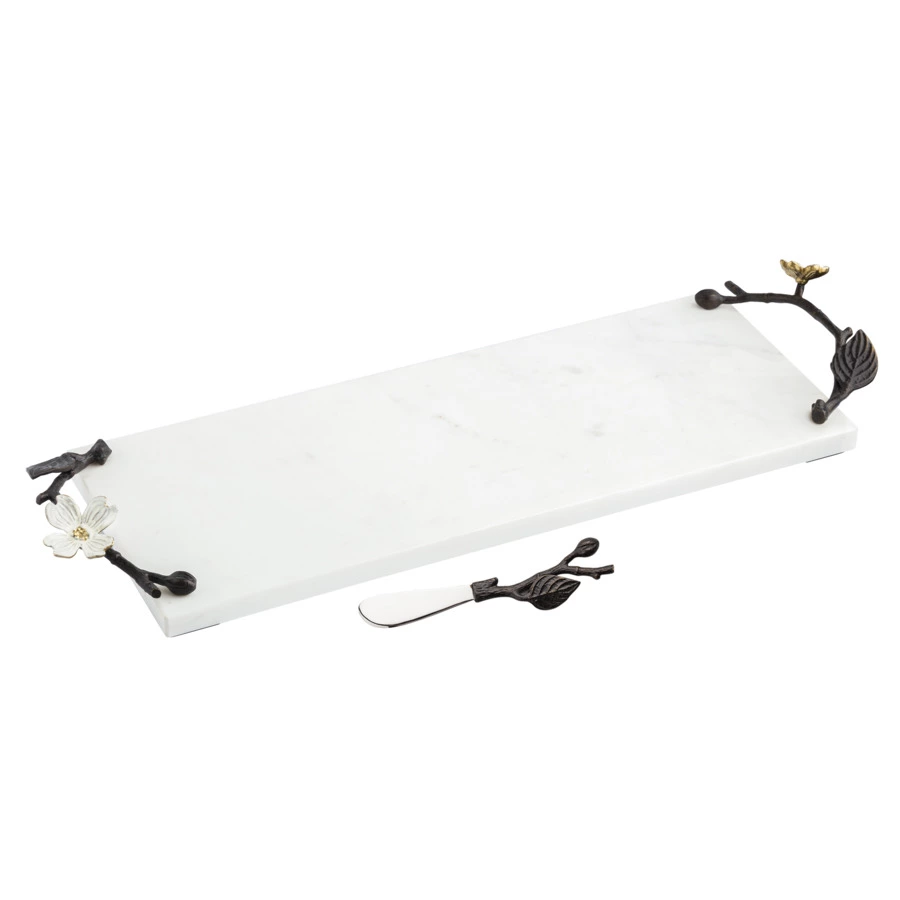 Доска для сыра с ножом Michael Aram Цветок кизила 47х15 см, мрамор