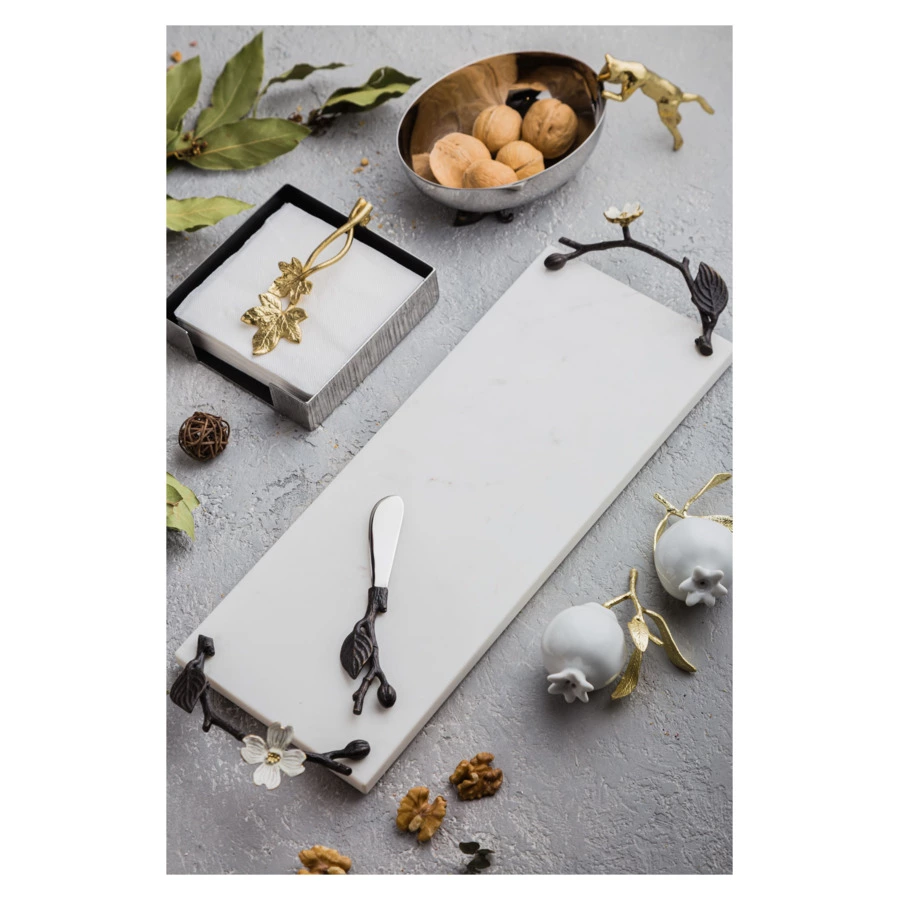 Доска для сыра с ножом Michael Aram Цветок кизила 47х15 см, мрамор