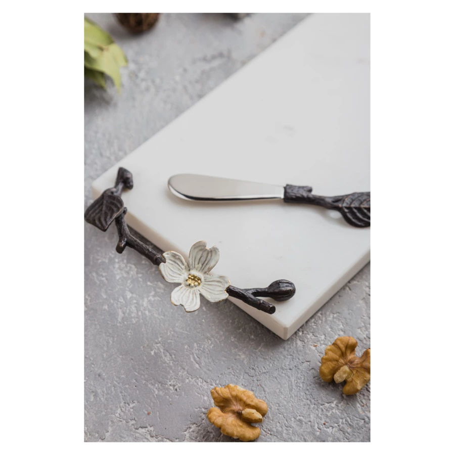 Доска для сыра с ножом Michael Aram Цветок кизила 47х15 см, мрамор