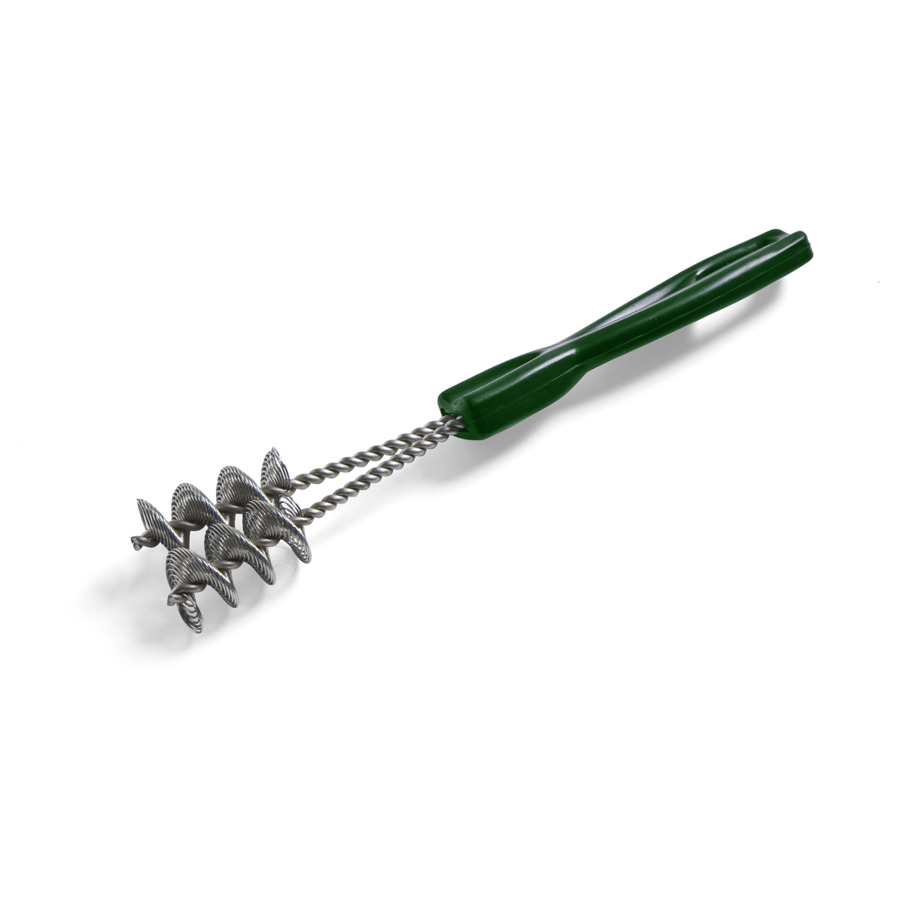 Щетка спиральная для чистки решетки, ручка зелёная