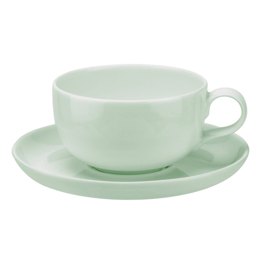 чашка чайная с блюдцем лапчатка 280 мл prt bg04557 27 portmeirion Чашка чайная с блюдцем Portmeirion Выбор Портмейрион 250 мл, зеленая