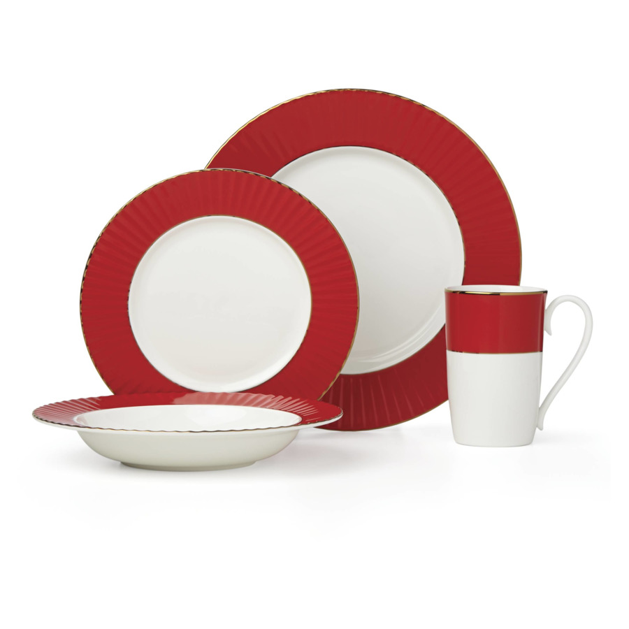 Сервиз чайно-столовый Lenox Цветное плиссе на 1 персону 4 предмета красный
