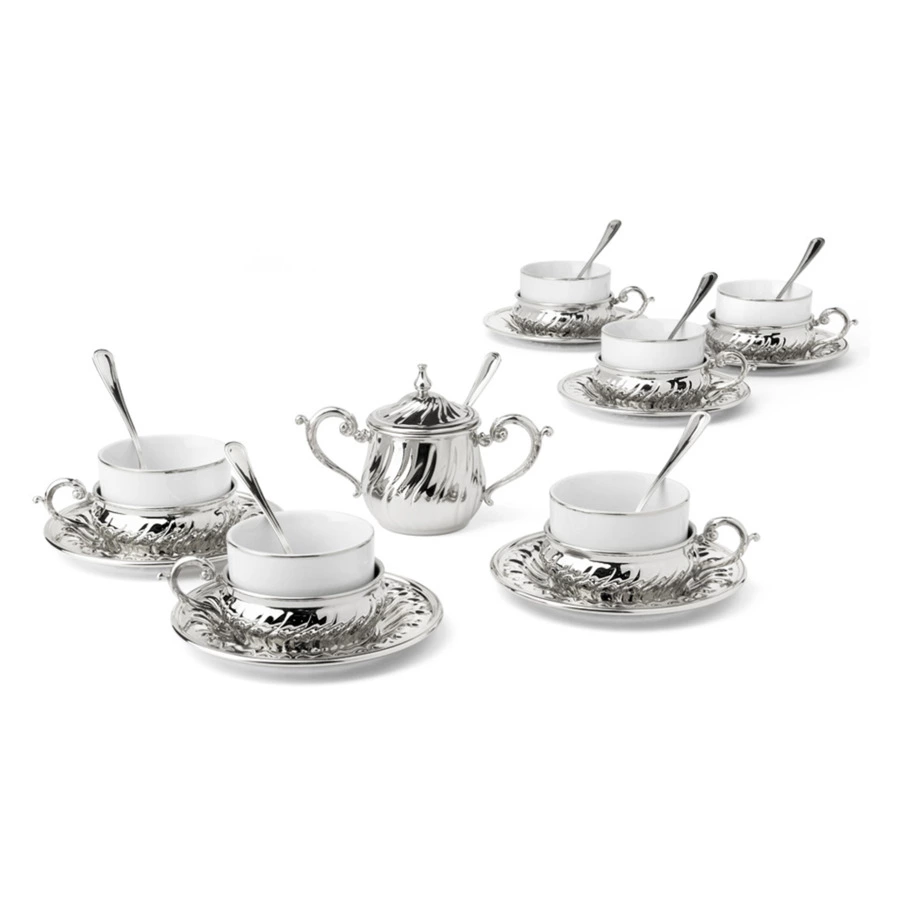 Набор чайный CHINELLI Stradivari на 6 персон с отделкой под серебро, п/к