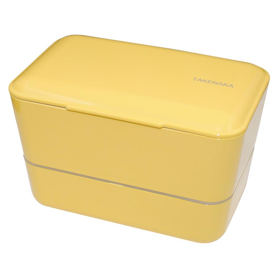 ланч бокс с вилкой и ёмкостью для соуса 14 8×14 4×11 1 см цвет микс Ланч-бокс двухъярусный Takenaka 1,15 л, лимонный
