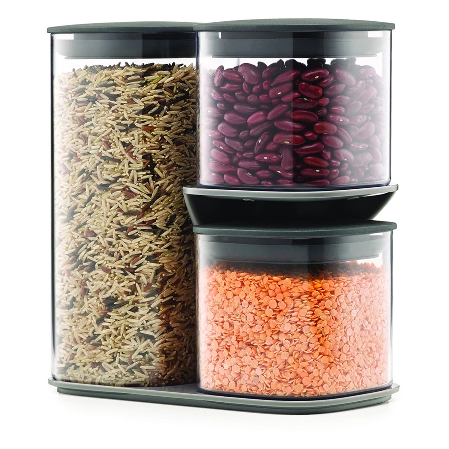 Набор из 3-х емкостей для хранения "Podium" (серый)