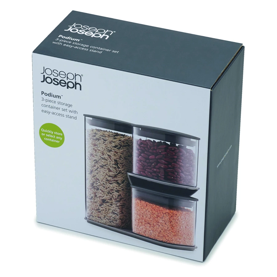 Набор из 3-х емкостей для хранения "Podium" (серый)