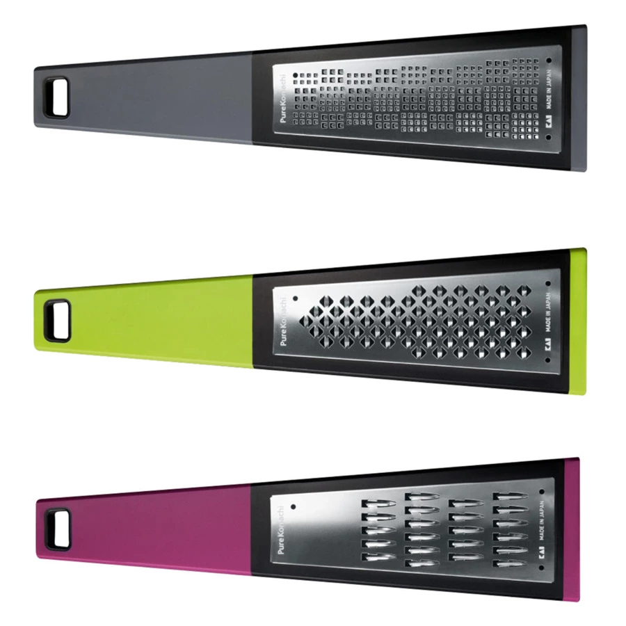 Терка для цедры и имбиря KAI с лазерной заточкой 14 см, серая