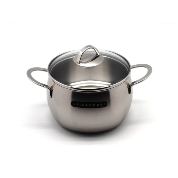 Кастрюля глубокая со стеклянной крышкой Silampos Океан Сатин 4,4 л, 20 см, сталь нержавеющая