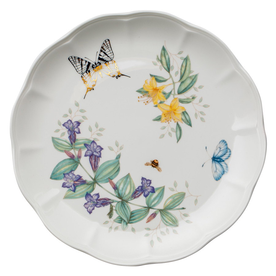 Тарелка обеденная Lenox Бабочки на лугу 28 см, золото, фарфор тарелка суповая lenox бабочки на лугу 22 5 см