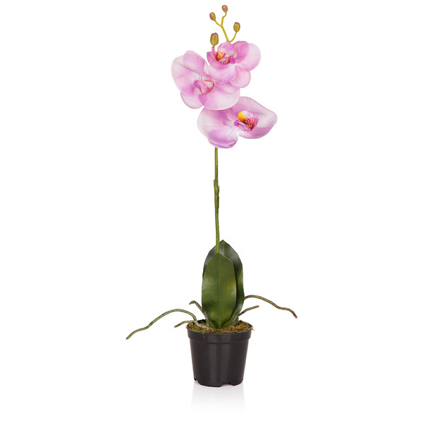 Цветок искусственный в горшке Silk-ka "Орхидея" 48см (лавандовый)