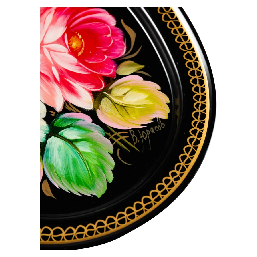 Поднос Жостовская фабрика декоративной росписи Ювелирный 18х12,5 см, сталь нержавеющая