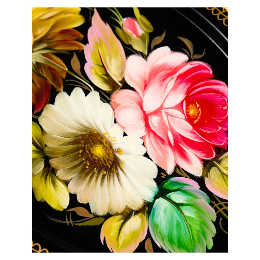 Поднос Жостовская фабрика декоративной росписи Ювелирный 18х12,5 см, сталь нержавеющая