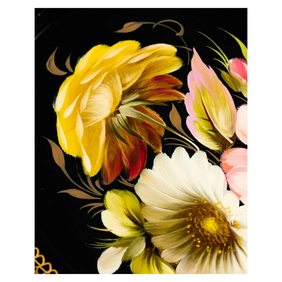 Поднос Жостовская фабрика декоративной росписи Ювелирный 18х12,5 см, сталь нержавеющая