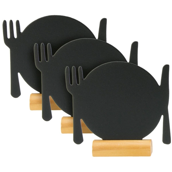 Набор досок "Тарелки" 3шт на деревянной основе, маркер