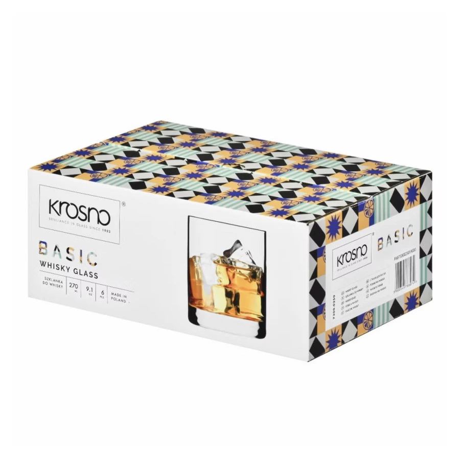 Набор стаканов для виски Krosno Базовая линия 250мл, 6 шт