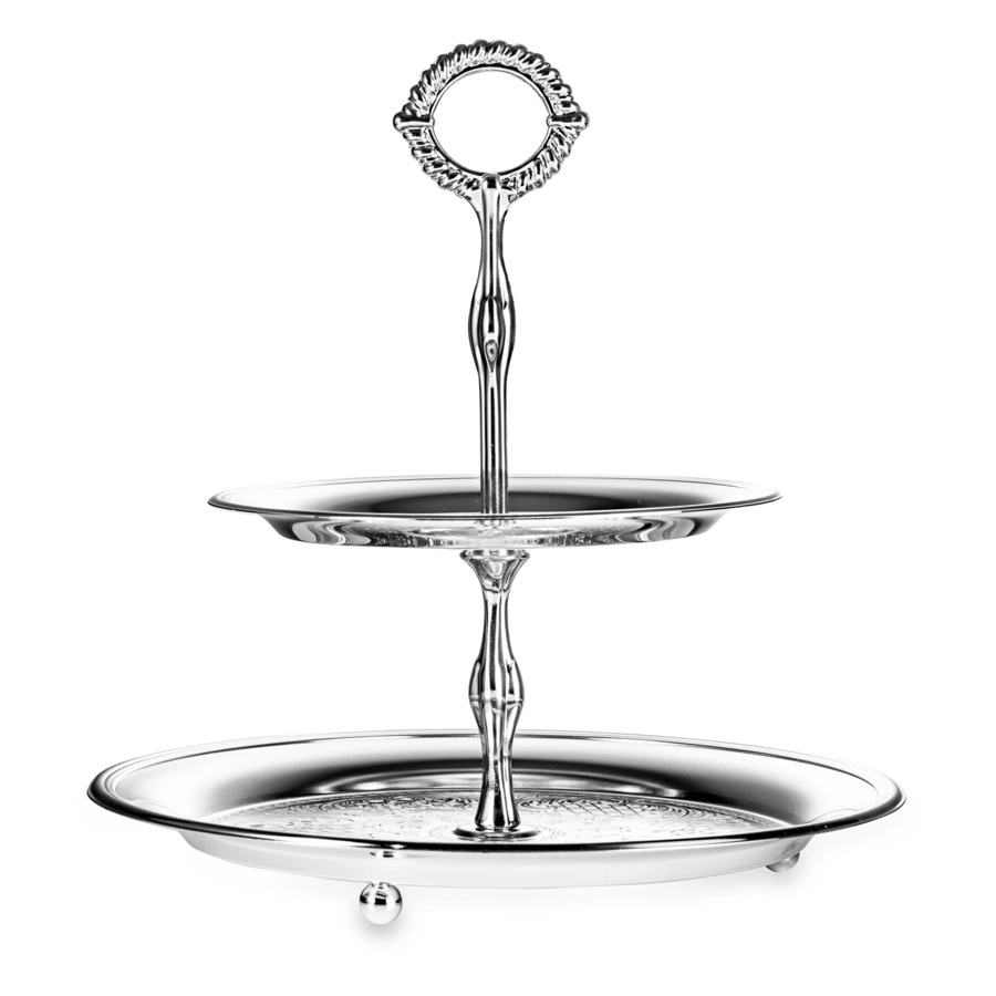 Блюдо двухъярусное Queen Anne 24 см, сталь, посеребрение