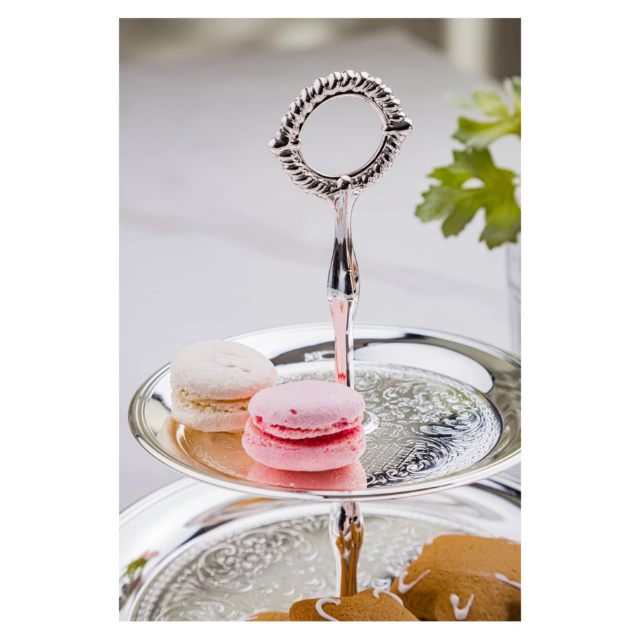 Блюдо двухъярусное Queen Anne 24 см, сталь, посеребрение