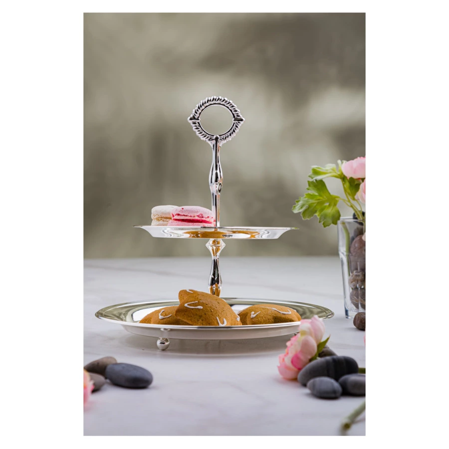 Блюдо двухъярусное Queen Anne 24 см, сталь, посеребрение