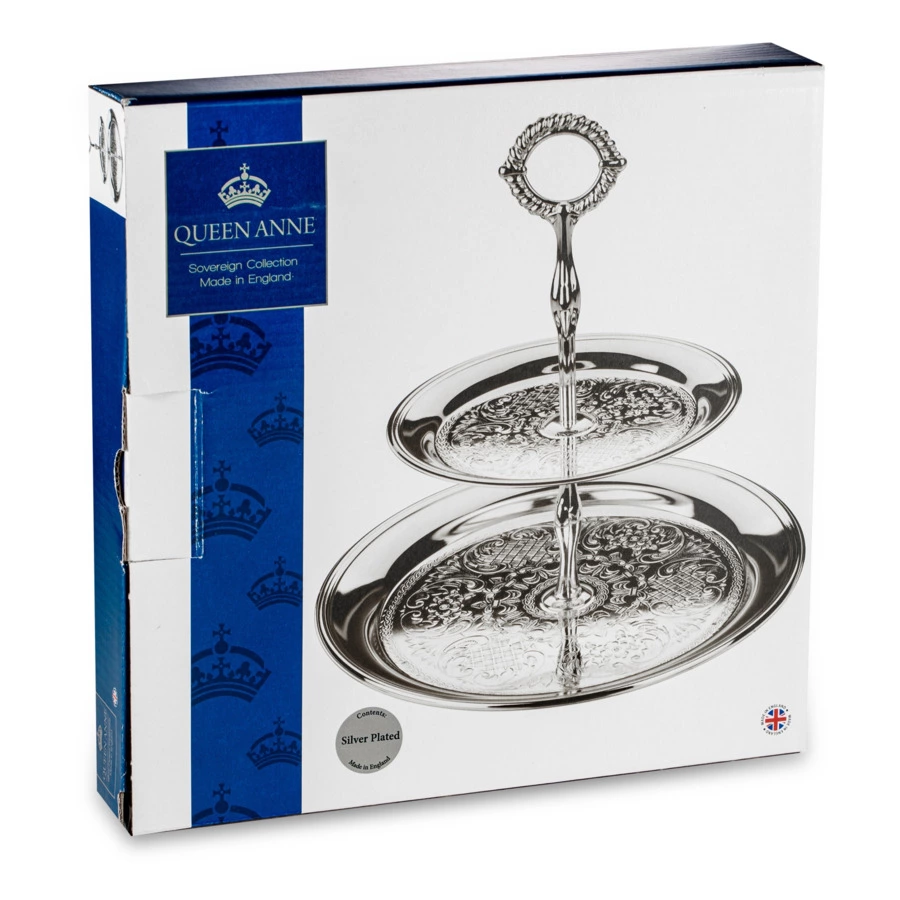 Блюдо двухъярусное Queen Anne 24 см, сталь, посеребрение